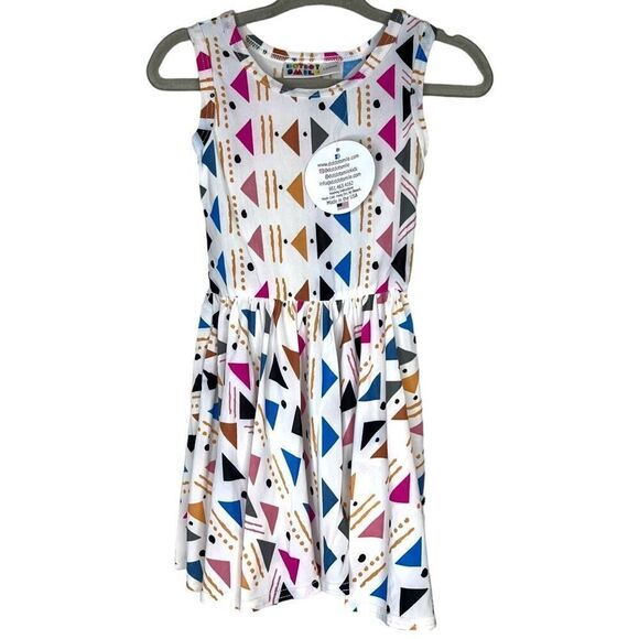 NEW Dot Dot Smile White Multicolor Geometric Tank Dress 12-24M - Picture 1 of 7